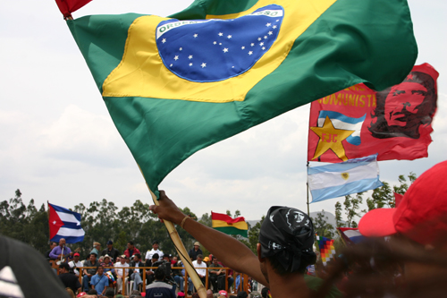 2g-brazil-flag. Visitors from around Latin America attended a rally in 